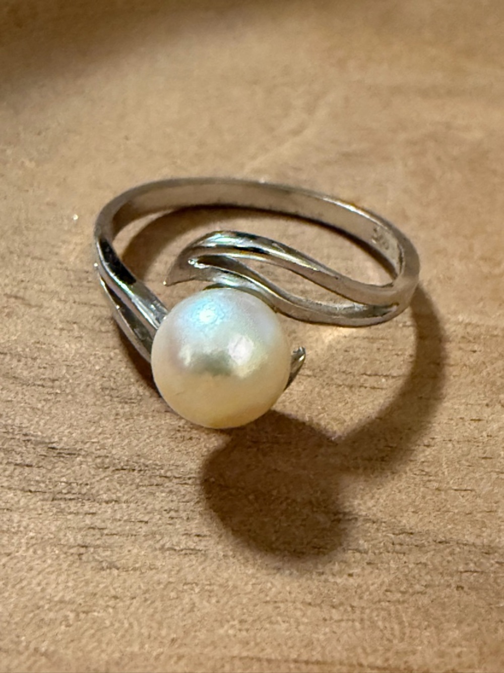 Pearl Accent Silver Ring - White Pearl